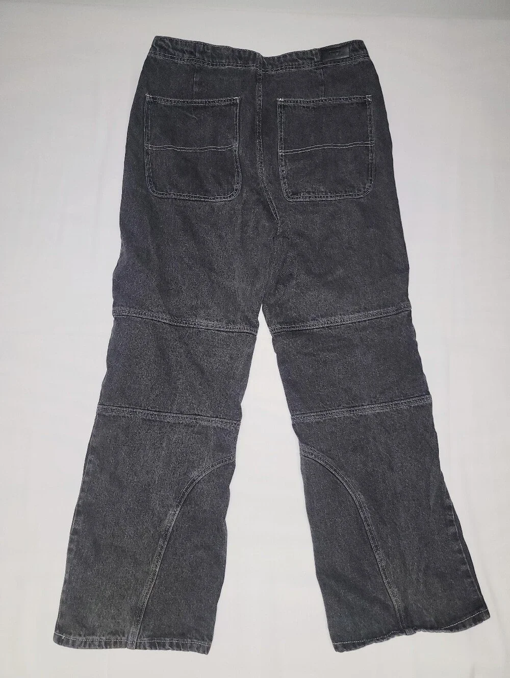PTCL Moto Pop Stitch High Waist Straight Leg Baggy Jeans Black Rinse